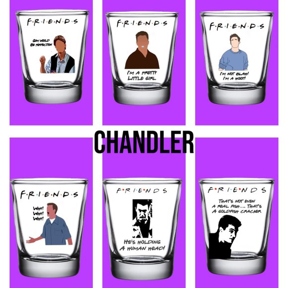 TV FRIENDS "Chandler" Shot Glass/Gift Box set of 6, Matthew Perry - Picture 1 of 7